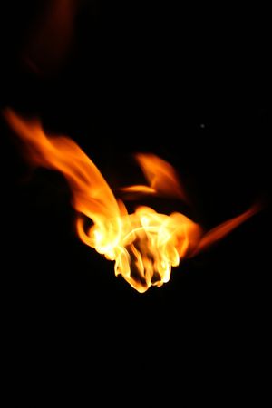 fire, flame over black backgroundの写真素材
