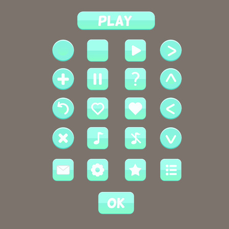 Set of game UI cartoon green buttonsのイラスト素材