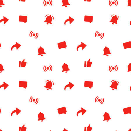 Seamless pattern with red video social media icons.のイラスト素材