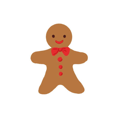 Isolated hand drawn happy Christmas Gingerbread man cookieのイラスト素材