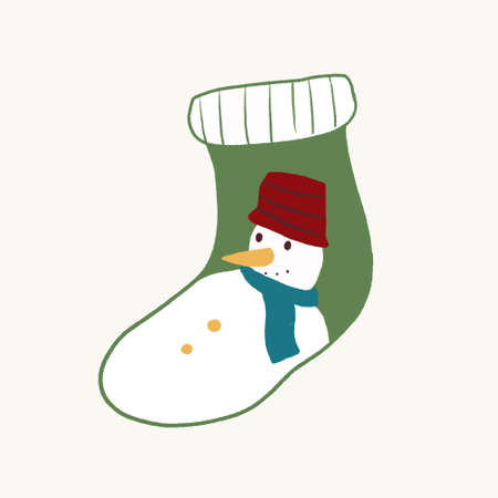 Isolated hand drawn Christmas stocking iconのイラスト素材