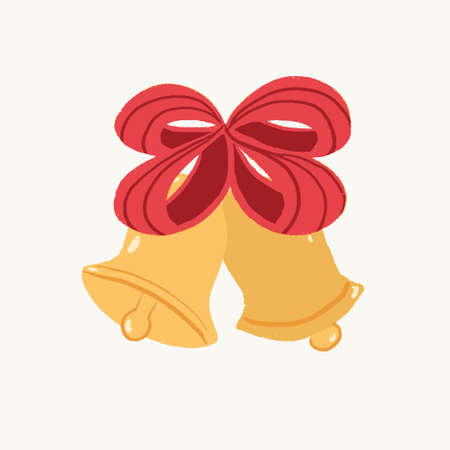 Isolated hand drawn Christmas double bell iconのイラスト素材