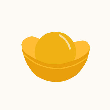 Isolated Chinese ancient gold ingot, yuanbao. Flat style yellow festive decoration for Spring Festival. Vector illustration EPSのイラスト素材