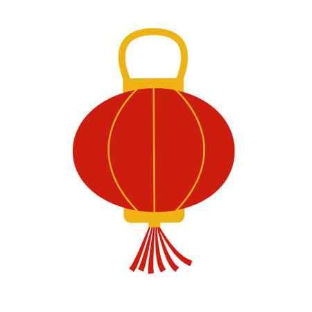 Isolated hanging red Chinese lantern artwork. Flat Asian festive decoration. Vector illustration EPSのイラスト素材
