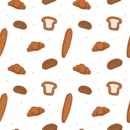 Hand drawn bakery seamless pattern with cute doodle pastryのイラスト素材