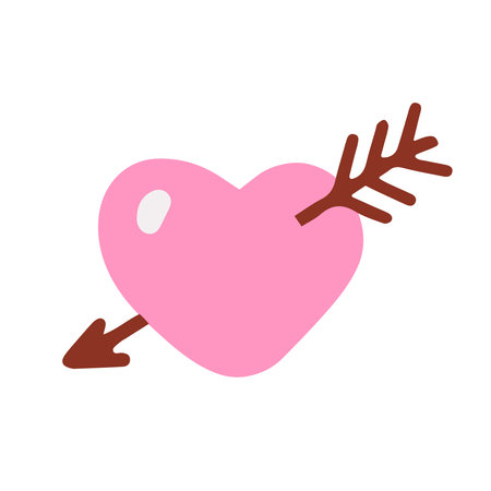 Hand-drawn cute isolated clipart illustration of heart with arrowのイラスト素材