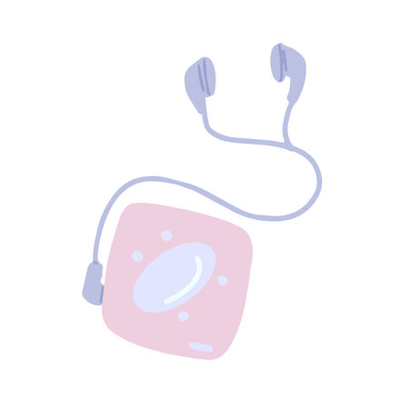 Hand-drawn cute isolated clipart illustration of y2k old cd playerのイラスト素材
