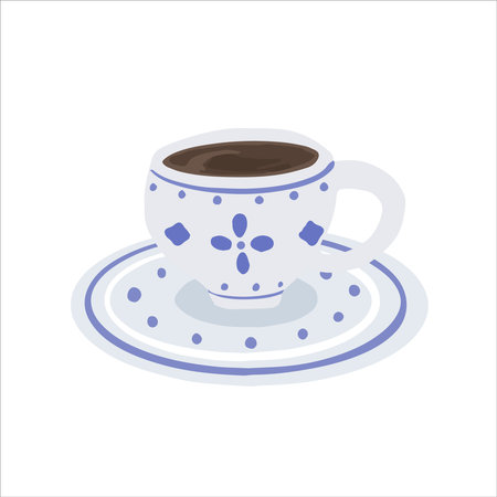 Hand-drawn cute isolated clip art illustration of cozy coffee cupのイラスト素材