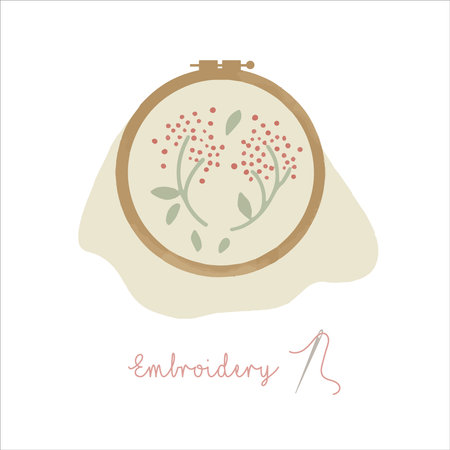 Hand-drawn isolated clip art illustration of vintage embroidery hoopのイラスト素材