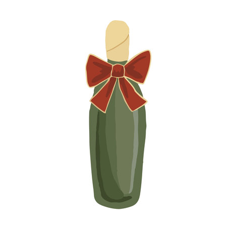 Hand drawn cute isolated clip art illustration of champagne bottleのイラスト素材