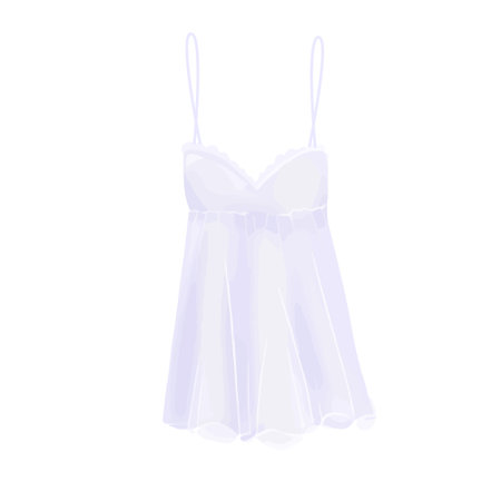 Hand drawn cute isolated clip art illustration of female white lingerie dressのイラスト素材