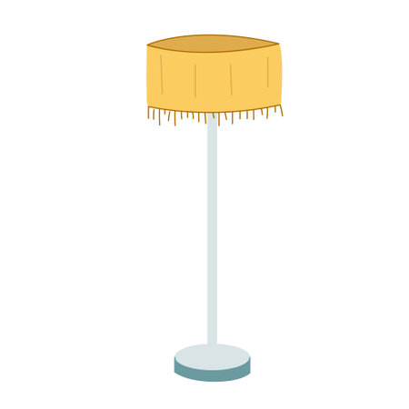 Hand-drawn isolated clip art illustration of modern yellow floor lampのイラスト素材