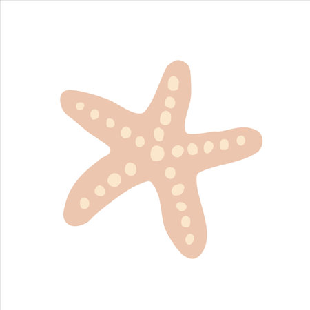 Hand-drawn pastel color sea star, pink and beige starfish, cozy aesthetic sea element. Vector illustration EPS 10のイラスト素材