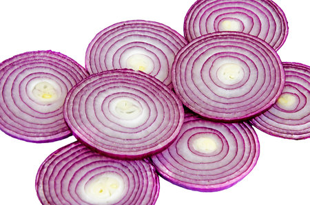 Red onion isolated on white backgroundの写真素材