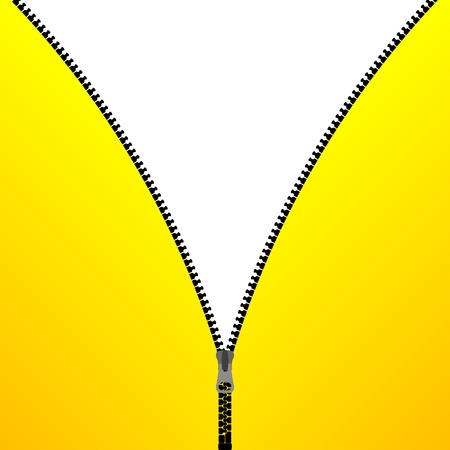 Yellow cloth with zipper open on a white backgroundのイラスト素材