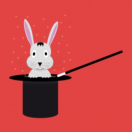 Magic wand with top hat from which comes out a rabbitのイラスト素材