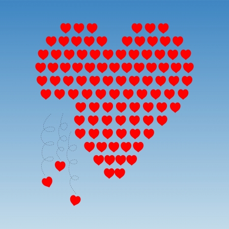 Heart made of little hearts that are fallingのイラスト素材