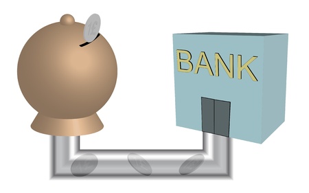 Moneybox connected to a bankのイラスト素材