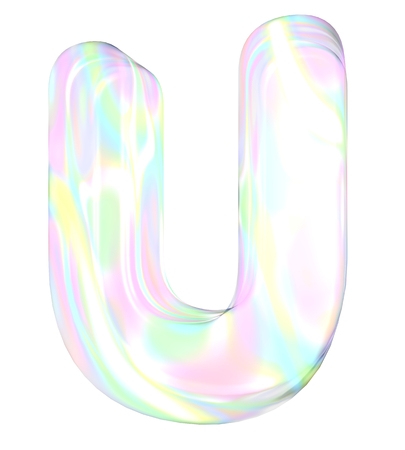 3d transparent letter colored with pastel colorsの写真素材