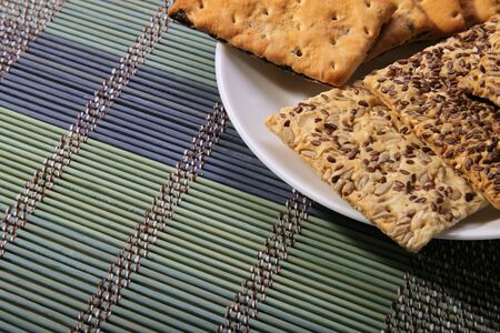 Tasty cookies of different types. Two kinds of biscuit. Cookies on a plate.の写真素材