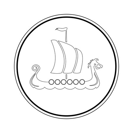 Drakkar vikings logo vector illustration. Viking transport warship. Viking ship boat scandinavia logo iconのイラスト素材