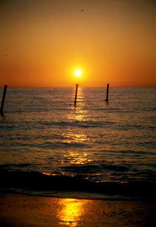 Beautiful sunset along the sea shoreの写真素材