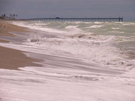 Calm beach with wavesの写真素材