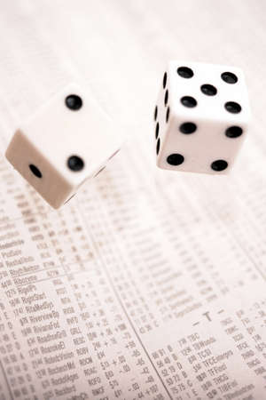 Two dice throwing in the airの写真素材