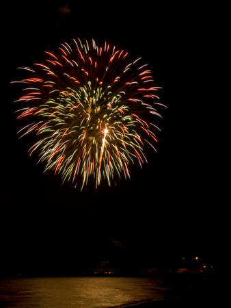Magnetic fire works in the dark skyの写真素材