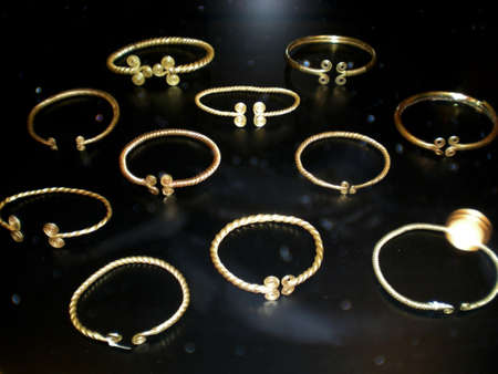 Different types of golden finger ringsの写真素材
