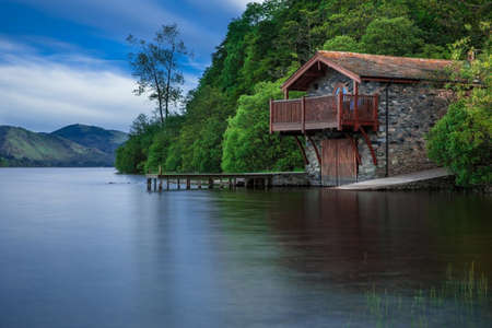 Beautiful house on the banks of riverの写真素材
