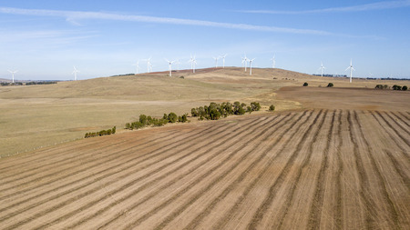 windmills over hills  aerial photo