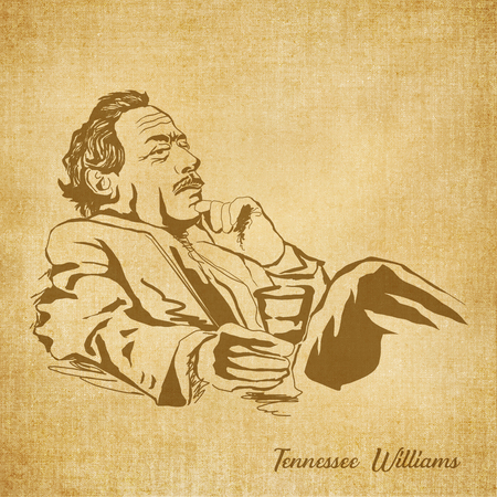 Historic New Orleans Author Sketch Illustration Tennessee Williamsの写真素材