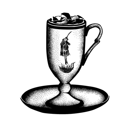 Historic New Orleans Cocktail Sketch Cafe Brulot aka Devil's Coffeeの写真素材