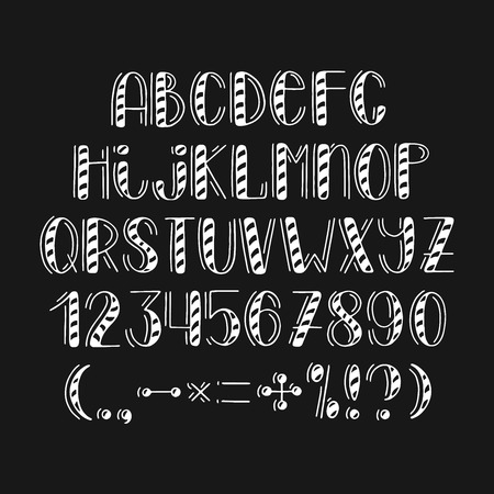 Modern hand drawn font. Isolated alphabet on background. Vector illustration.のイラスト素材