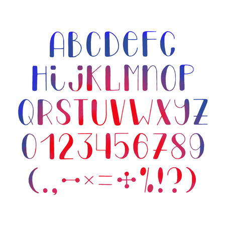 Modern hand drawn font. Isolated alphabet on background. Vector illustration.のイラスト素材