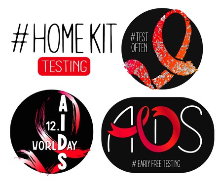 World AIDS day 1 December posters. Awareness red ribbons. Isolated vector banner. HIV test...