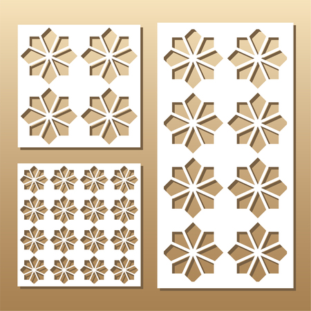 Die cut card. Laser cut vector panel. Cutout silhouette with geometric pattern. A picture suitable for printing, engraving, laser cutting paper, wood, metal, stencil manufacturing.のイラスト素材