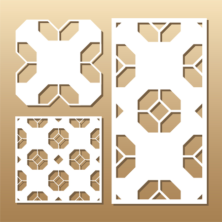Die cut card. Laser cut vector panel. Cutout silhouette with geometric pattern. A picture suitable for printing, engraving, laser cutting paper, wood, metal, stencil manufacturing.のイラスト素材