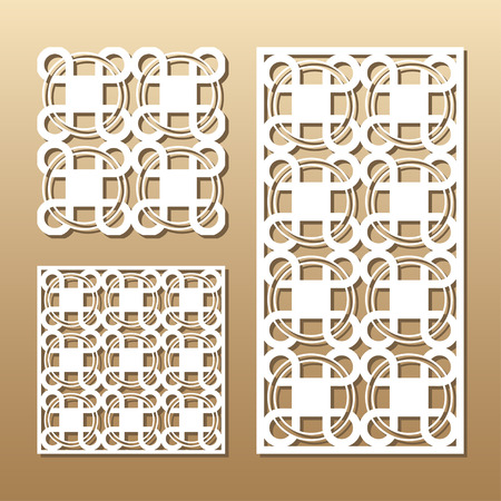 Die cut card. Laser cut panel. Cutout silhouette with a geometric seamless pattern. A picture suitable for printing, engraving, laser cutting paper, wood, metal, stencil manufacturing.のイラスト素材
