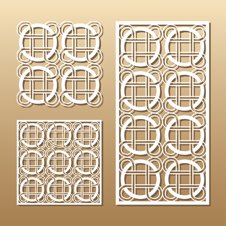 Die cut card. Laser cut panel. Cutout silhouette with a geometric seamless pattern. A picture suitable for printing, engraving, laser cutting paper, wood, metal, stencil manufacturing.のイラスト素材