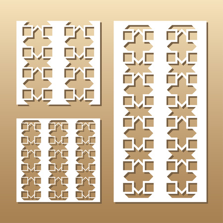 Die cut card. Laser cut panel. Cutout silhouette with a geometric seamless pattern. A picture suitable for printing, engraving, laser cutting paper, wood, metal, stencil manufacturing.のイラスト素材
