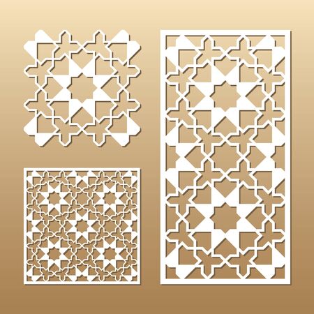 Laser cut vector panel. Cutout silhouette with geometric seamless pattern. A picture suitable for printing, engraving, laser cutting paper, wood, metal, stencil manufacturing.のイラスト素材