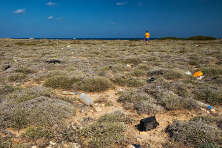 Sea desert with garbageの写真素材