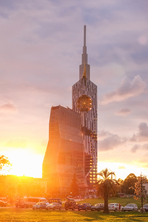 Sunset with Batumi Technological University Towerのeditorial素材