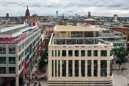 October 2016, Frankfurt am Main, Fgermany - view from the top of a building, city panoramaのeditorial素材