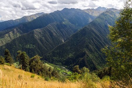 Mountains of Svaneti Geaorgia, forest in summer or autumn timeの写真素材