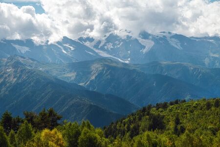 Sunny day in mountains of Svaneti Georgiaの写真素材