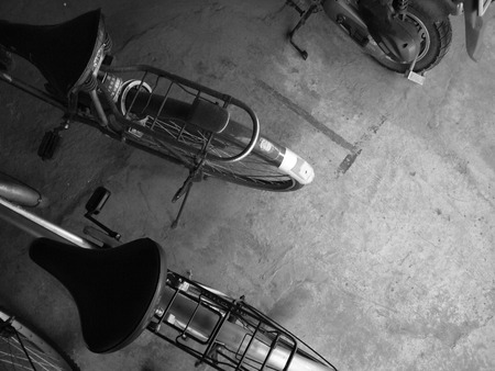 Top view of old bicyclesのeditorial素材