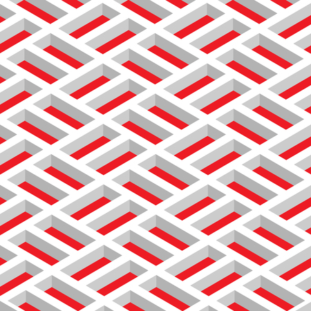 Isometric white grid on a red background. Abstract geometrical pattern. Vector illustration.のイラスト素材